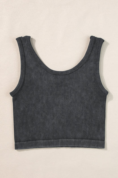 Ribbed Knit Cropped Tank Top