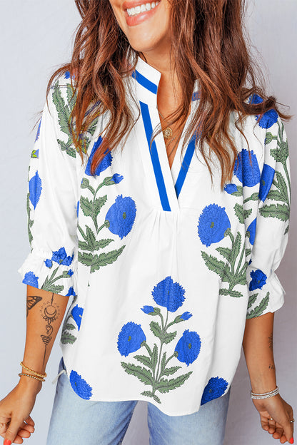 Floral Print V-Neck Blouse