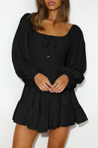 Noir Ruffle Mini Dress