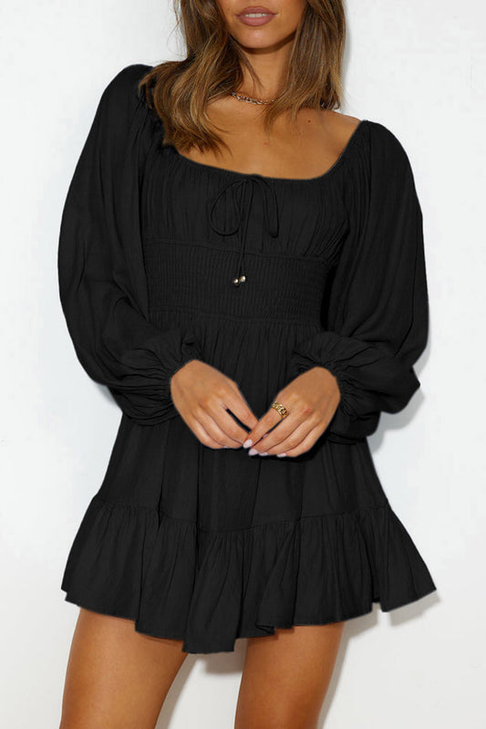 Noir Ruffle Mini Dress