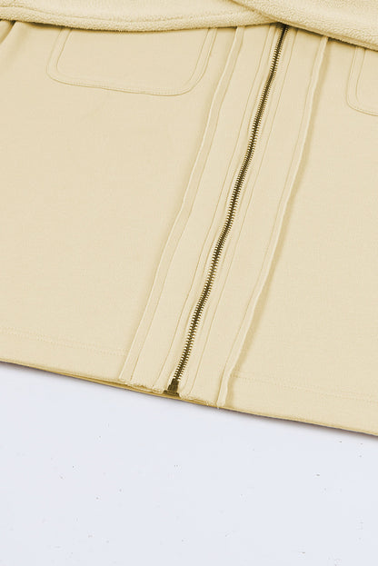 Flap Pockets Bishop Sleeve Zip Up Hoodie