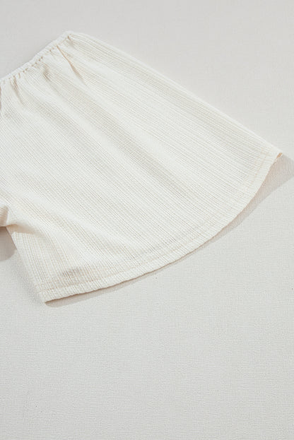 Smocked V-Neck Flutter Sleeve Blouse