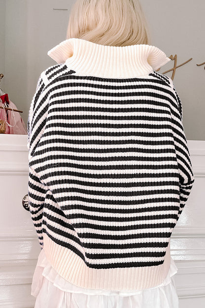 Nylah Striped Half-Zip Sweater