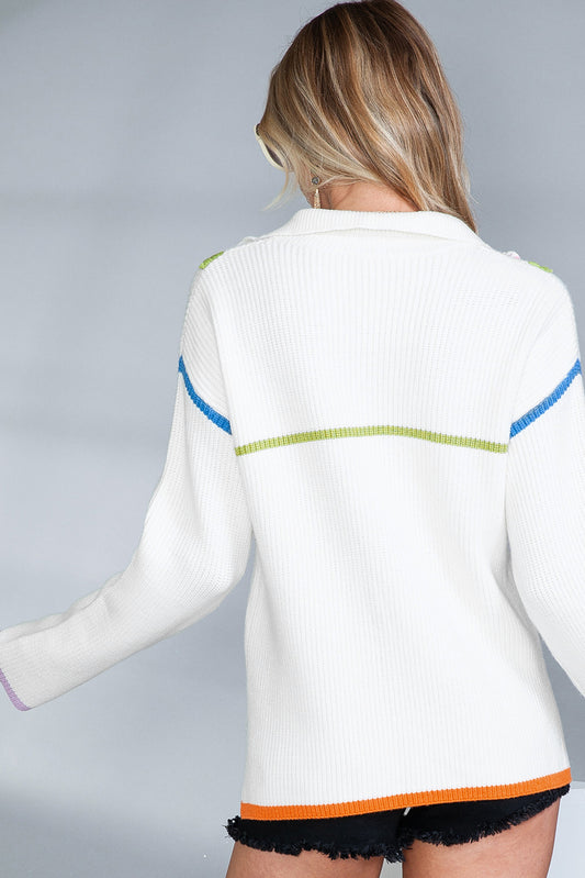 Georgia Contrast Trim Half Zip Pullover