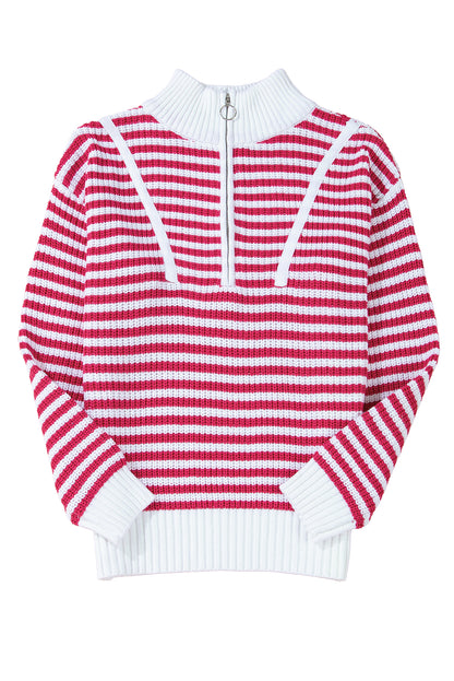 Nylah Striped Half-Zip Sweater