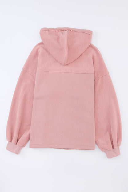 Flap Pockets Bishop Sleeve Zip Up Hoodie