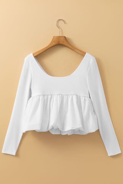 Mirah Bubble Hem Long Sleeve Top