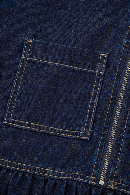 Skye Half Zipper Denim Mini Dress