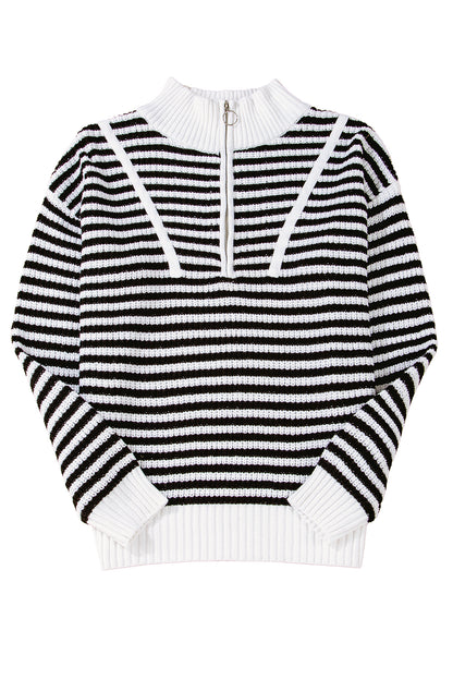 Nylah Striped Half-Zip Sweater