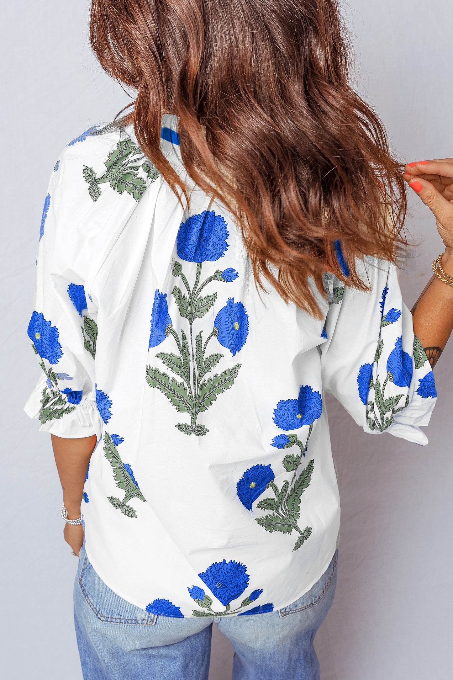 Floral Print V-Neck Blouse