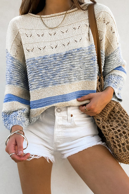 Mira Striped Hollow Out Sweater
