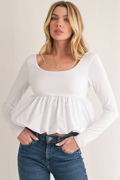 Mirah Bubble Hem Long Sleeve Top