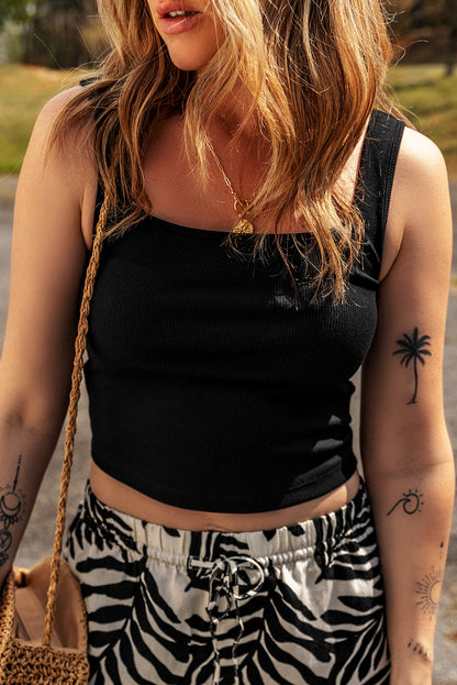 Square Neck Ribbed Tank Top