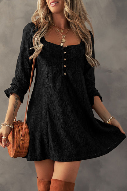 Chestnut Crochet Square Neck Mini Dress