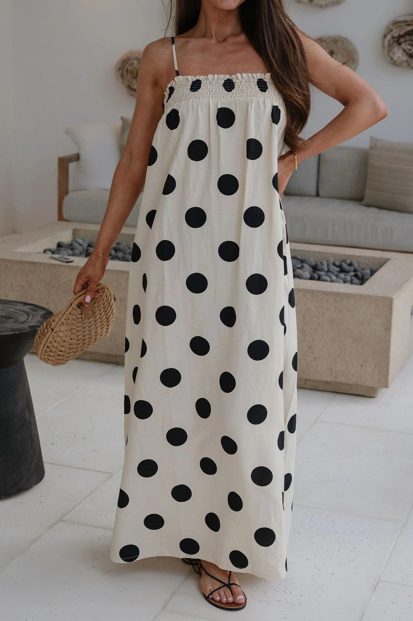 White Polka Dot Maxi Dress