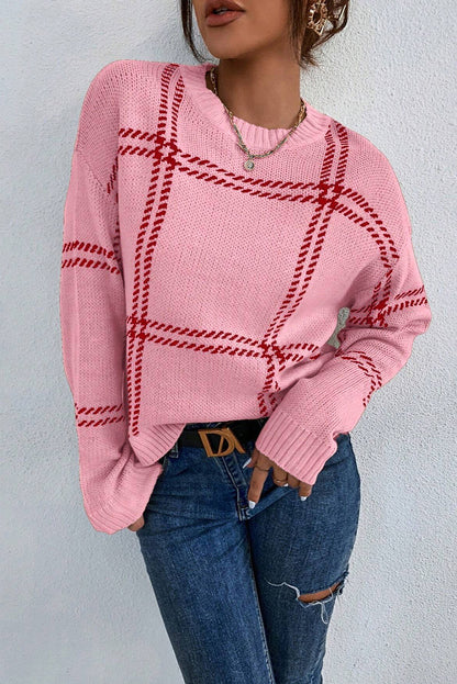 Evelyn Plaid Pattern Sweater