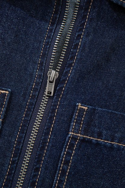Skye Half Zipper Denim Mini Dress