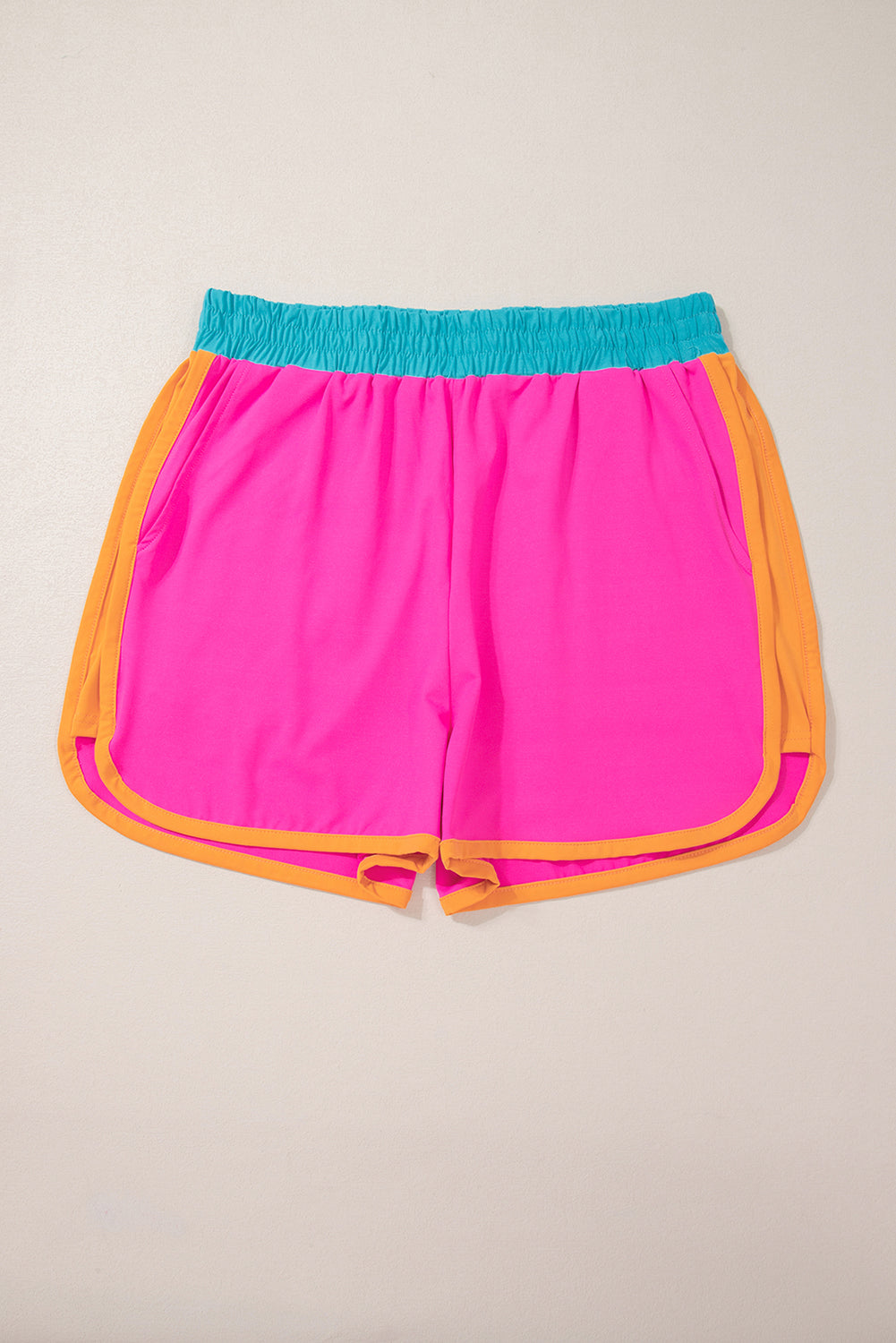 Color-Block Top and Elastic Waist Shorts Set