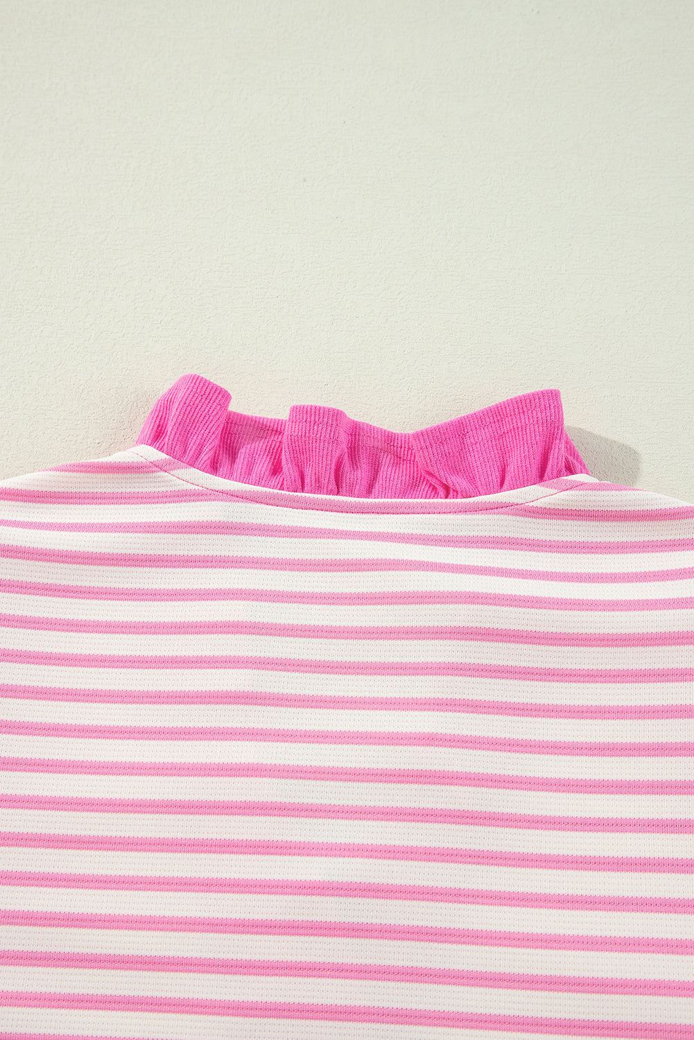 Pink Stripe Ruffle V-Neck Top