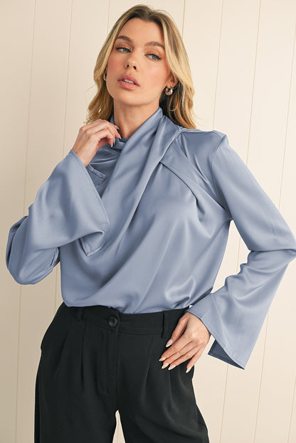 Ivana Asymmetric Satin Blouse