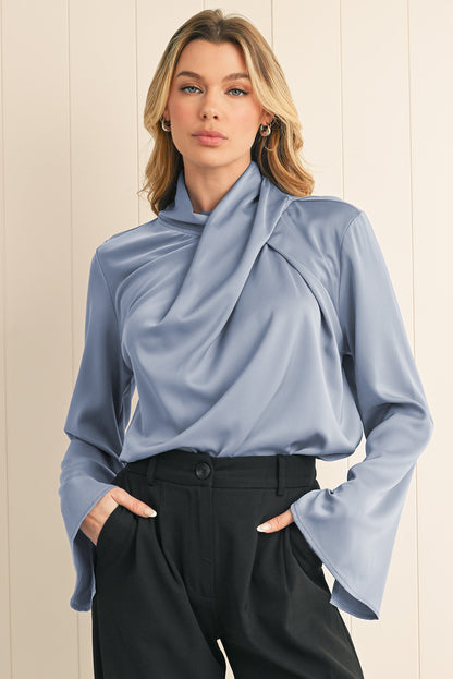 Ivana Asymmetric Satin Blouse