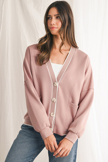 Livia Button Down Sweatshirt Cardigan