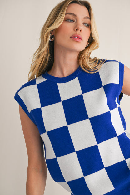 Kai Checkered Knit Vest Top