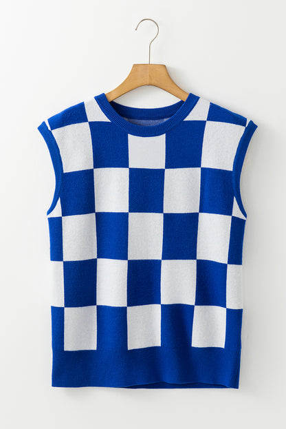 Kai Checkered Knit Vest Top
