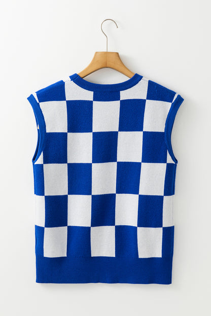 Kai Checkered Knit Vest Top