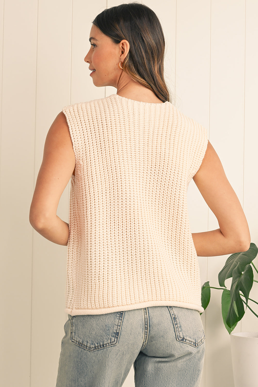 Saphira Knit Buttoned Sweater Vest