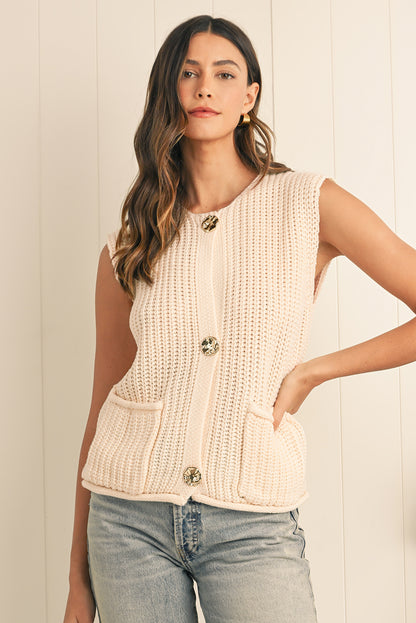 Saphira Knit Buttoned Sweater Vest