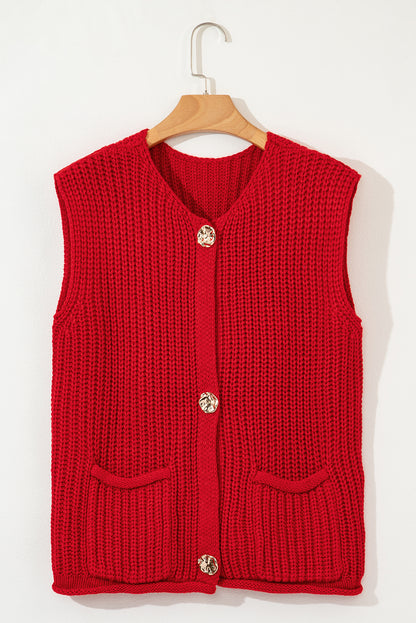 Saphira Knit Buttoned Sweater Vest