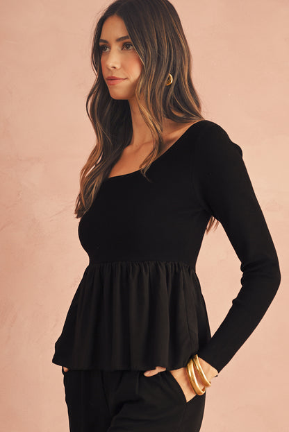 Ciara Long Sleeve Peplum Knit Top