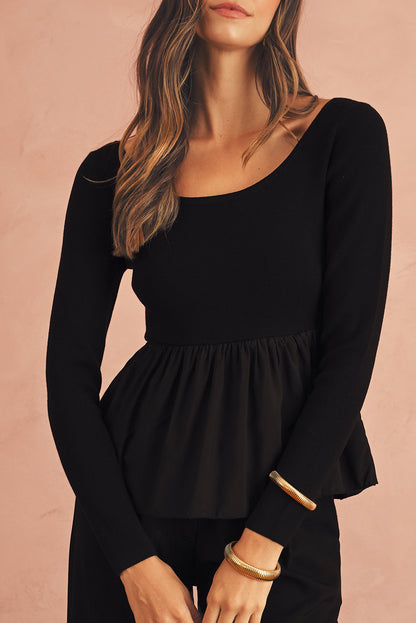 Ciara Long Sleeve Peplum Knit Top