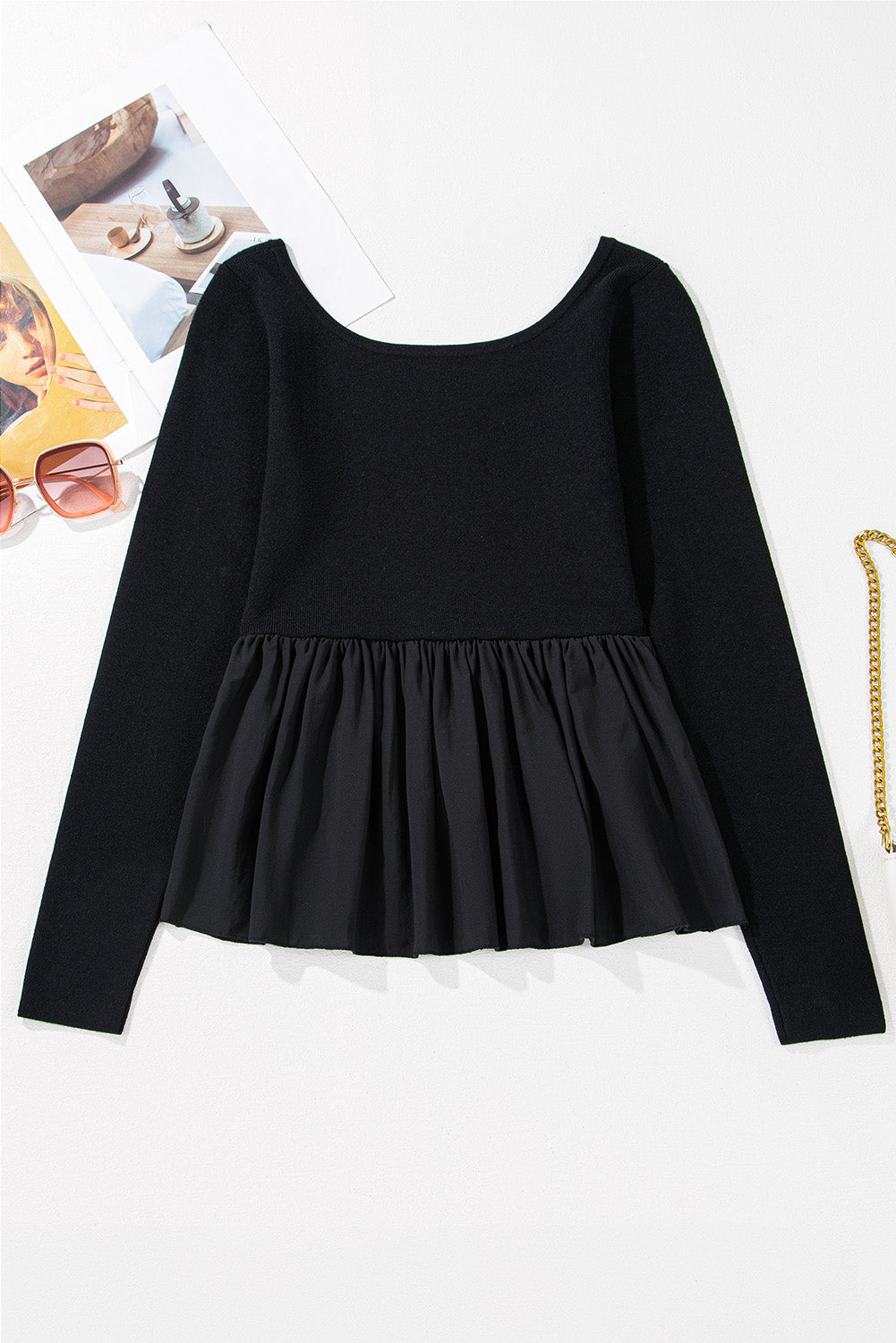 Ciara Long Sleeve Peplum Knit Top