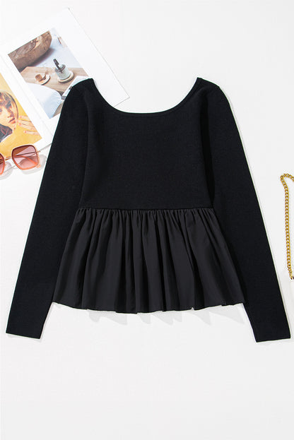 Ciara Long Sleeve Peplum Knit Top