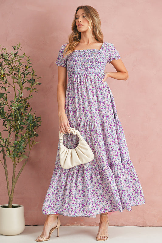 Wisteria Floral Smocked Maxi Dress
