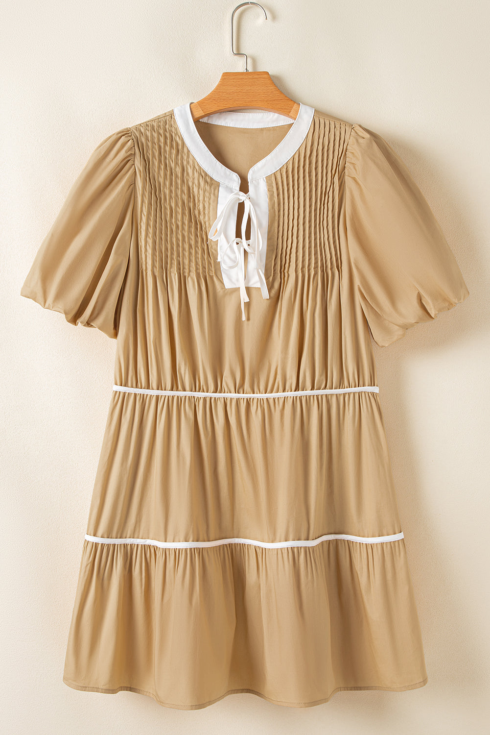Mehri Knot Front Pleated Tiered Mini Dress