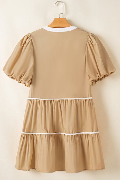 Mehri Knot Front Pleated Tiered Mini Dress
