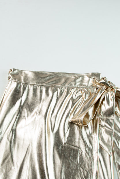 Aurum Knotted Metallic Midi Skirt