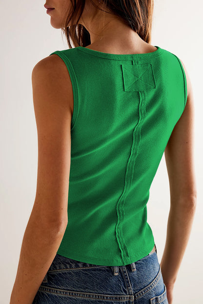 Ribbed Exposed Seam Tank Top