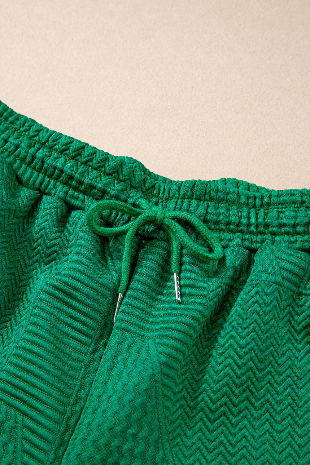 Textured Ruffle Top and Drawstring Shorts Set