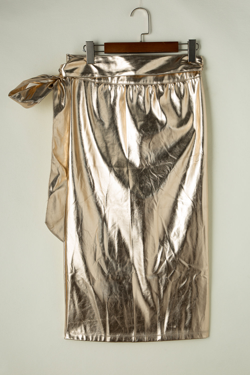 Aurum Knotted Metallic Midi Skirt