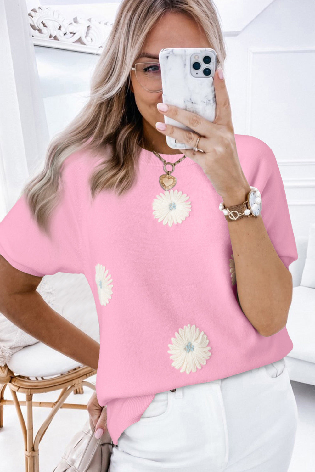Flower Puff Short Sleeve Top