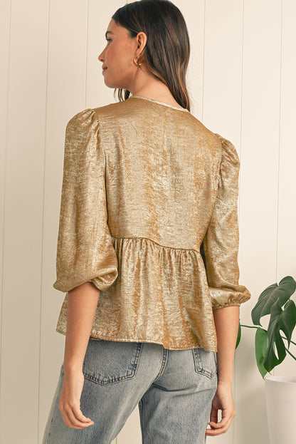 Sia Bowknot Front Puff Sleeve Blouse