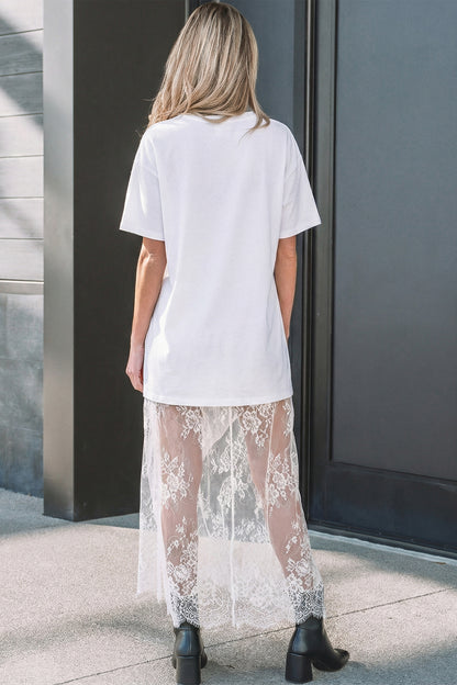 Floral Lace T-Shirt Dress