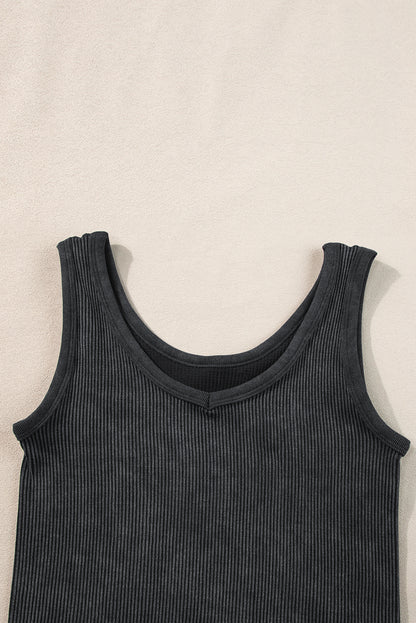 Ribbed Knit Cropped Tank Top