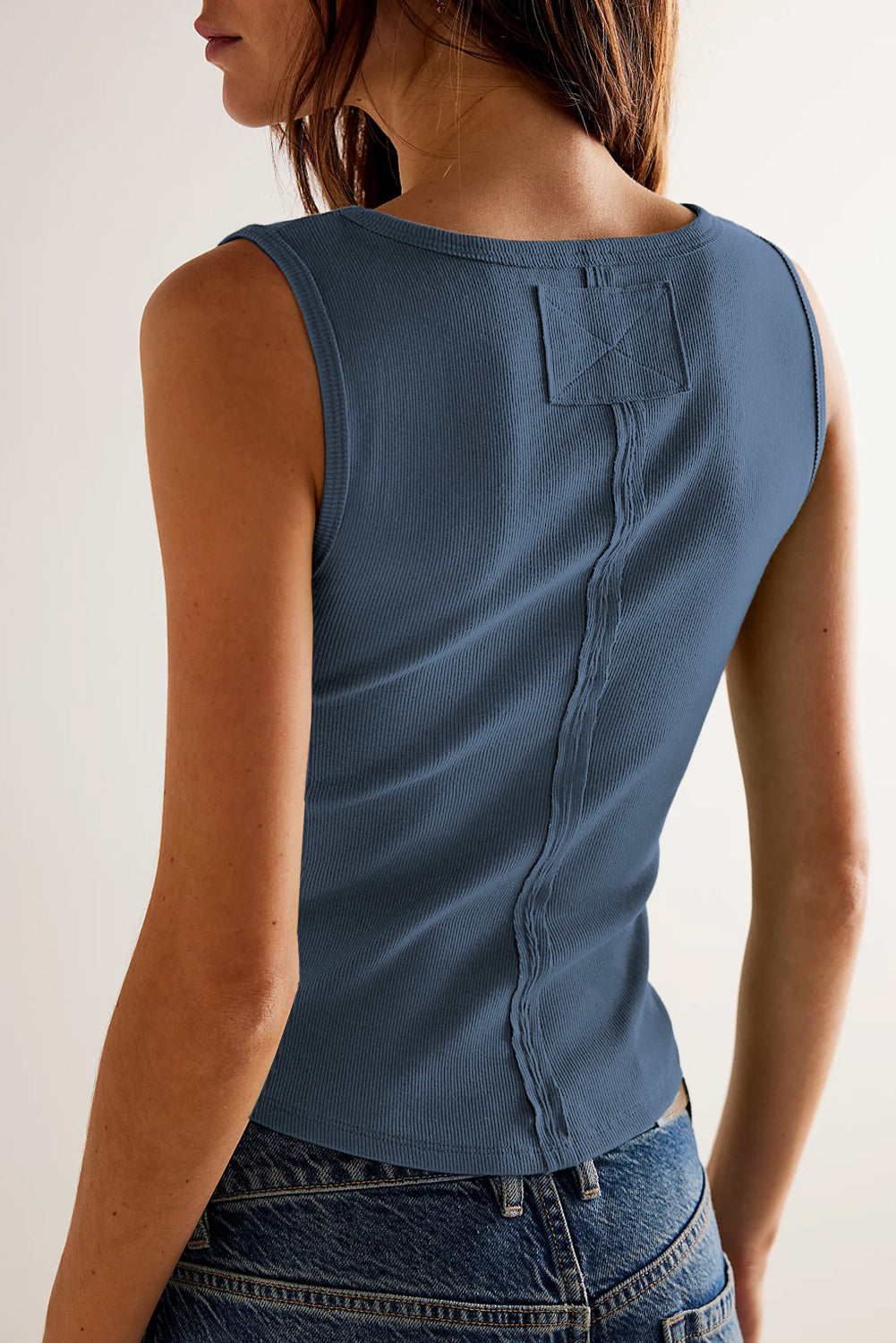 Ribbed Exposed Seam Tank Top