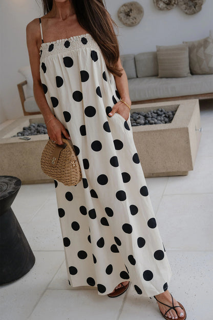 White Polka Dot Maxi Dress