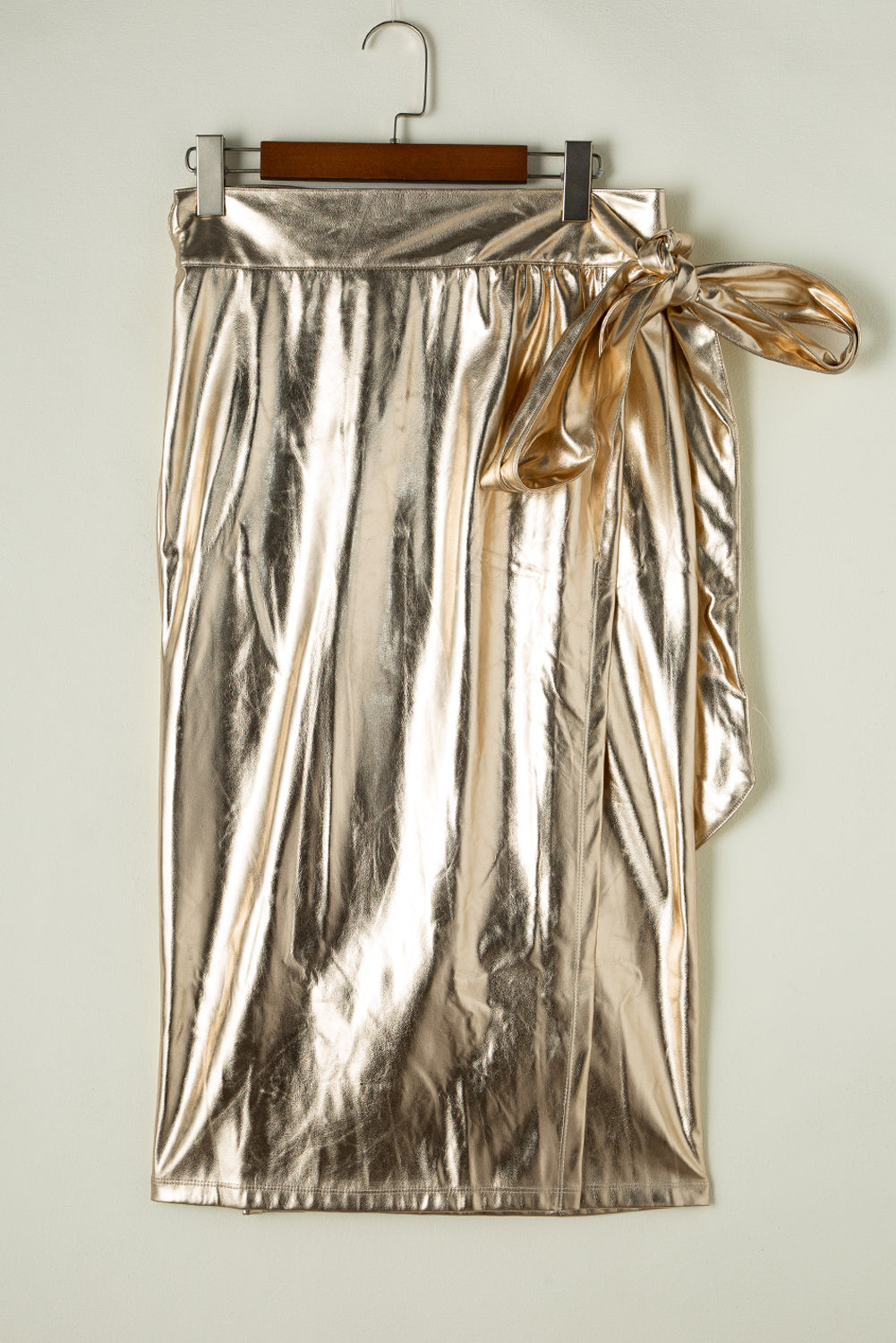Aurum Knotted Metallic Midi Skirt